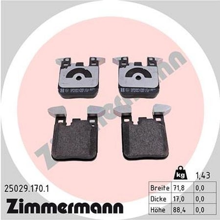 Zimmermann Brake Pad Set, 25029.170.1 25029.170.1